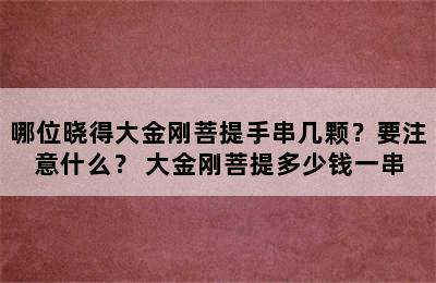 哪位晓得大金刚菩提手串几颗？要注意什么？ 大金刚菩提多少钱一串